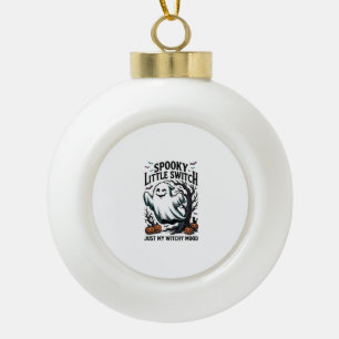 Halloween Witch Shirt Vintage Ghost Humor Design_1 Ceramic Ball Christmas Ornament