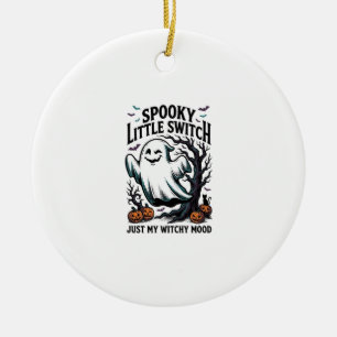 Halloween Witch Shirt Vintage Ghost Humor Design_1 Ceramic Ornament