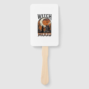Halloween Witch Shirt Vintage Haunted Moon Design_ Hand Fan