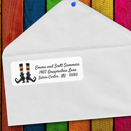 Halloween Witch Shoes Orange Holiday Address Label