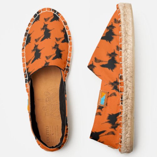 Halloween Witch Silhouette Pattern Custom Color Espadrilles