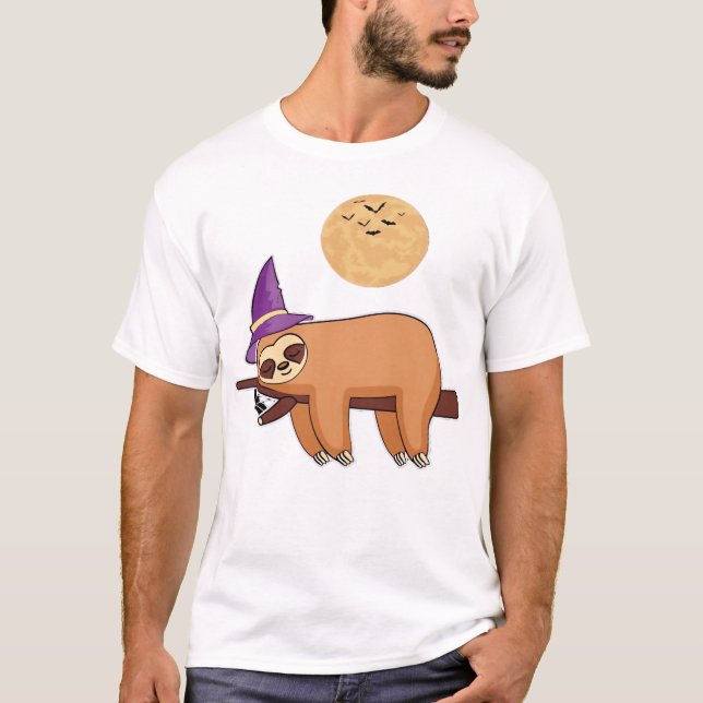 Halloween Witch Sloth Oversized T-Shirt (Front)