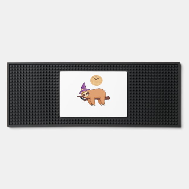 Halloween Witch Sloth Oversized T-Shirt Bar Mat (Front)