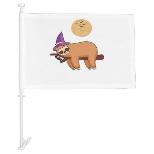 Halloween Witch Sloth Oversized T-Shirt Car Flag