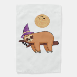 Halloween Witch Sloth Oversized T-Shirt Garden Flag