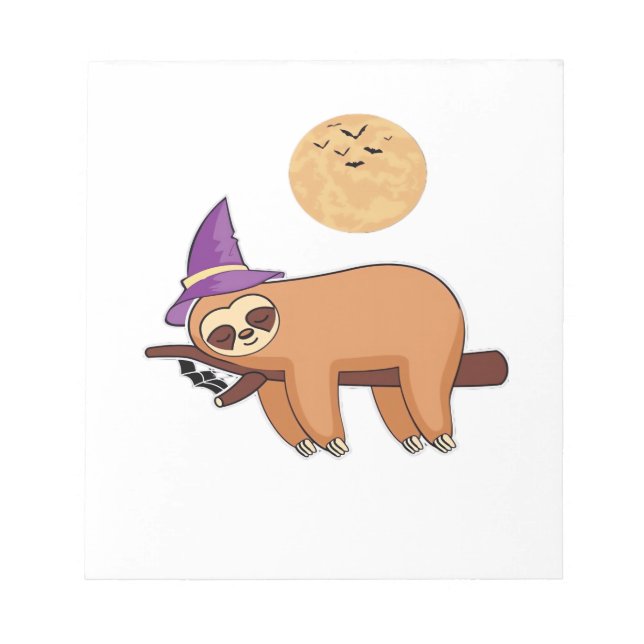 Halloween Witch Sloth Oversized T-Shirt Notepad (Front)