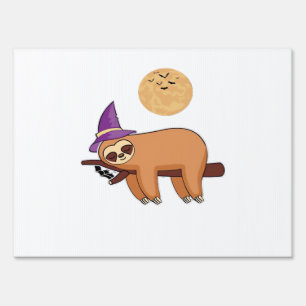 Halloween Witch Sloth Oversized T-Shirt Sign