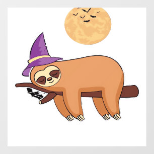 Halloween Witch Sloth Oversized T-Shirt Wall Decal