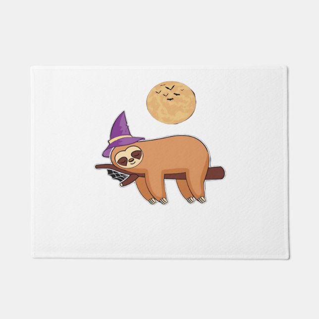Halloween Witch Sloth Premium T-Shirt Doormat (Front)