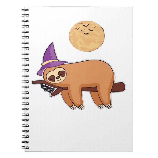 Halloween Witch Sloth Premium T-Shirt Notebook (Front)