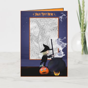 Halloween Witch Stirring Cauldron (photo Frame) Card by xfinity7 at Zazzle