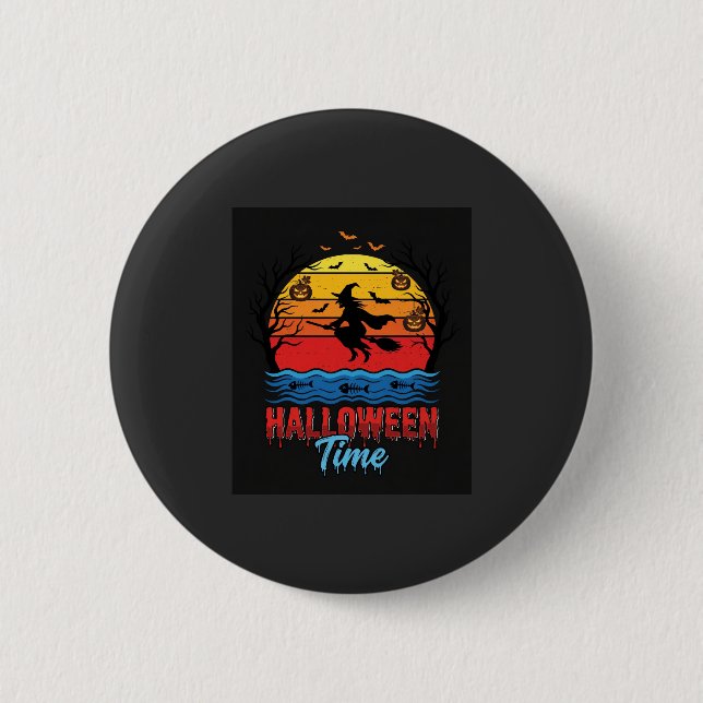 Halloween Witch Sunset Vector Button (Front)