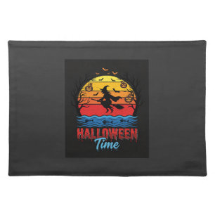 Halloween Witch Sunset Vector Cloth Placemat
