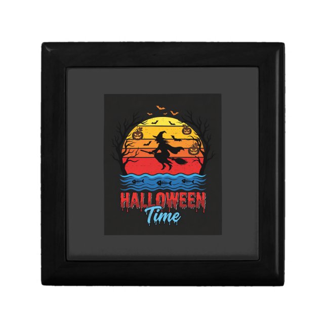 Halloween Witch Sunset Vector Gift Box (Front)