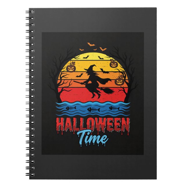 Halloween Witch Sunset Vector Notebook (Front)