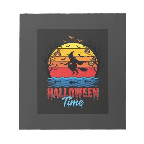 Halloween Witch Sunset Vector Notepad