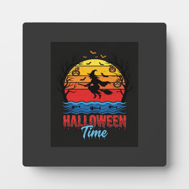 Halloween Witch Sunset Vector Plaque (Front)