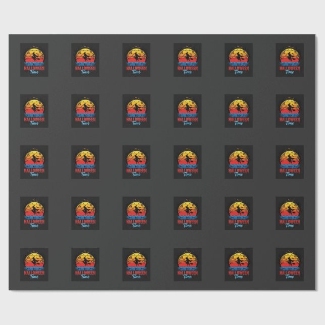 Halloween Witch Sunset Vector Wrapping Paper (Flat)