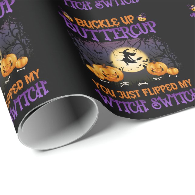 Halloween Witch Switch Buckle Up Buttercup  Wrapping Paper (Roll Corner)