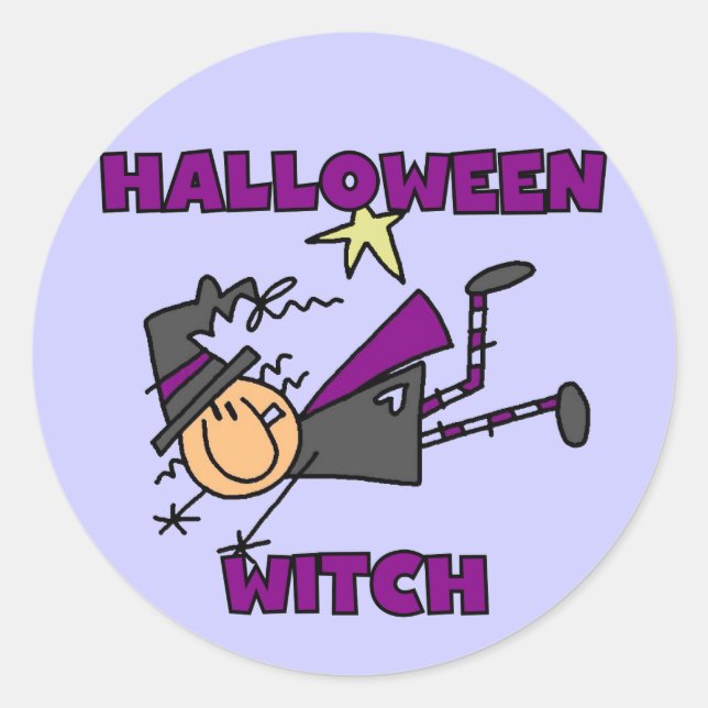 Halloween Witch T-shirts and Gifts Classic Round Sticker (Front)