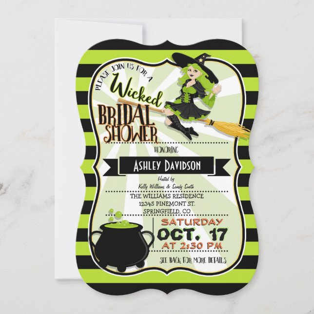 Halloween Witch Theme Bridal Shower Invitation (Front)