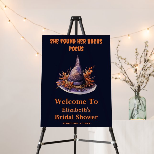 Halloween Witch Themed Bridal Shower Welcome Sign (In Situ (Stand))