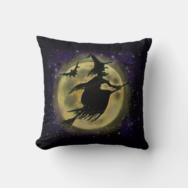 Halloween Witch Throw Pillow (Front)