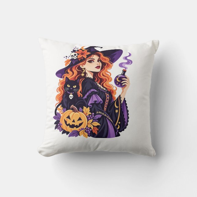 Halloween witch throw pillow (Front)
