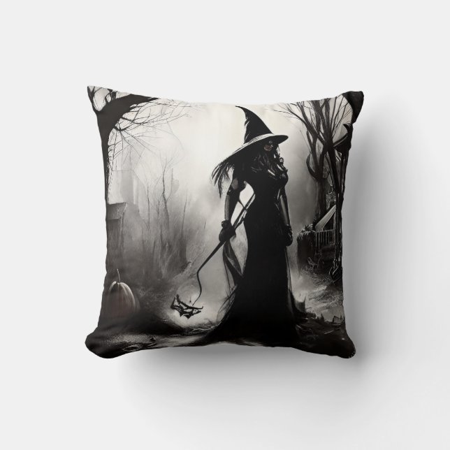 Halloween Witch Throw Pillow (Front)