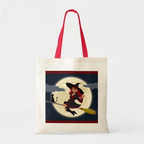 Halloween witch tote bag