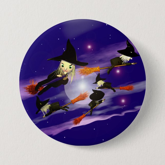 Halloween Witch Traffic Pinback Button (Front)