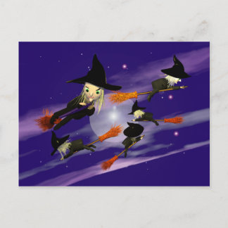 Halloween Witch Traffic Postcard