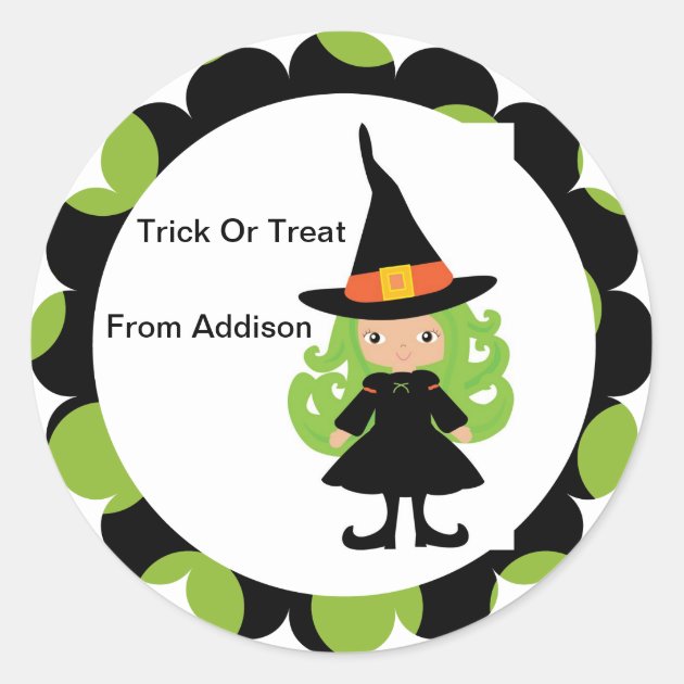 Halloween Witch Treat Bag Sticker Personalized