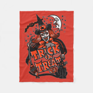 Halloween Witch Trick or Treat Fleece Blanket