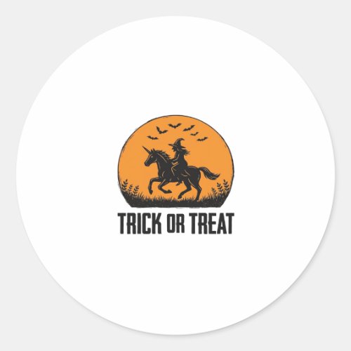 Halloween Witch Trick Or Treat Vintage Moon_1 Classic Round Sticker