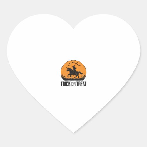 Halloween Witch Trick Or Treat Vintage Moon_1 Heart Sticker