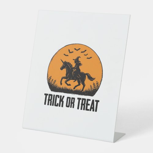 Halloween Witch Trick Or Treat Vintage Moon_1 Pedestal Sign