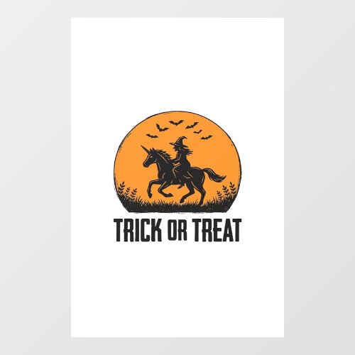 Halloween Witch Trick Or Treat Vintage Moon_1 Window Cling