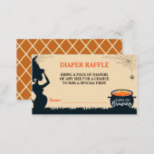 Halloween Witch Twins Baby Shower Diaper Raffle Enclosure Card (Front/Back)