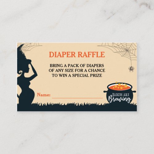Halloween Witch Twins Baby Shower Diaper Raffle Enclosure Card