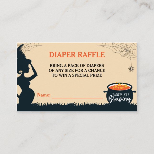 Halloween Witch Twins Baby Shower Diaper Raffle Enclosure Card (Front)