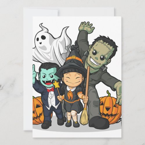 Halloween Witch Vampire Frankenstein  Ghost Card