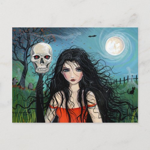 Halloween Witch Vampire Postcard