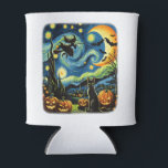 Halloween Witch Van Gogh Starry Night Black Cat Pu Can Cooler<br><div class="desc">Halloween Night Enchantment: Van Gogh's Starry Night design showcases a black cat surrounded by pumpkins & a Witch with her broom in a swirling celestial sky. For art enthusiasts, cat lovers, cat moms, or cat dads who love Halloween & their furry friends. A Spook-tacular Celebration: Classic art meets Halloween magic....</div>
