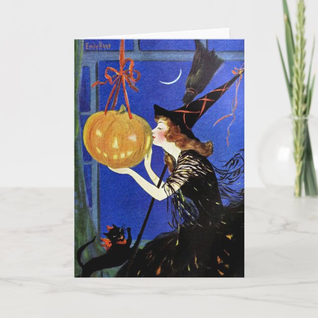 Halloween Witch Vintage Art  Card (Front)