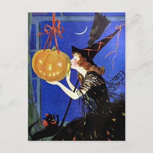  Halloween Witch Vintage Art  Postcard