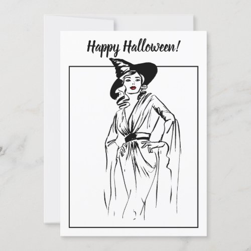 Halloween Witch Vintage Illustration Card