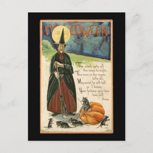 Halloween Witch Vintage Postcard
