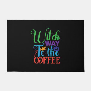 Halloween Witch Way To The Coffee Doormat