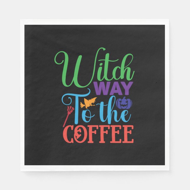 Halloween Witch Way To The Coffee Napkins (Front)